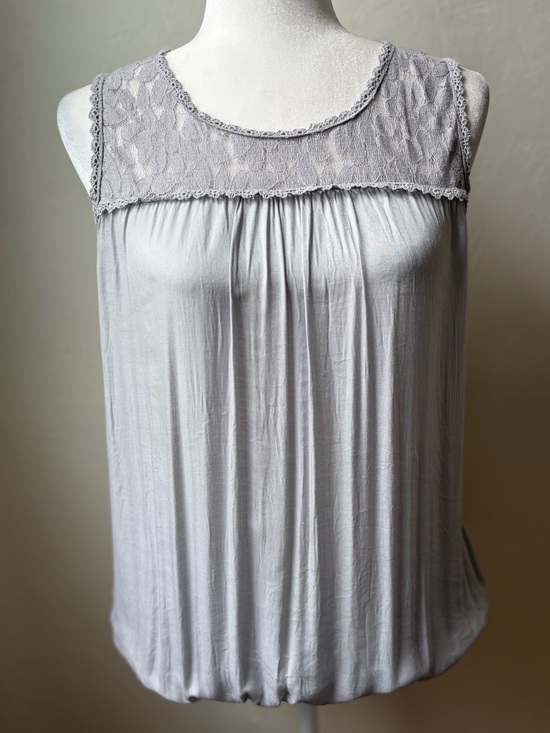 Prontomoda Giusy Tops - Prontomoda Giusy Made in Italy Silk Blend Lace Sleeveless Blouse Gray S